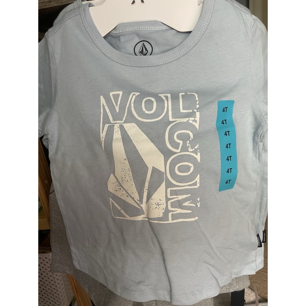 NWT 2pc Volcom Light Blue Logo Shirt Gray Shorts Set sz 4T